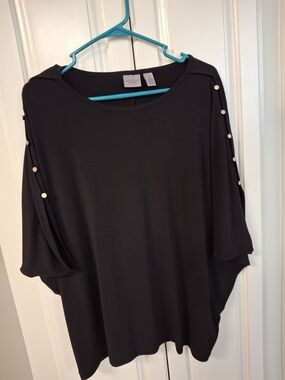 Relaxed Black Button-Accent Women’s Top by Chicos